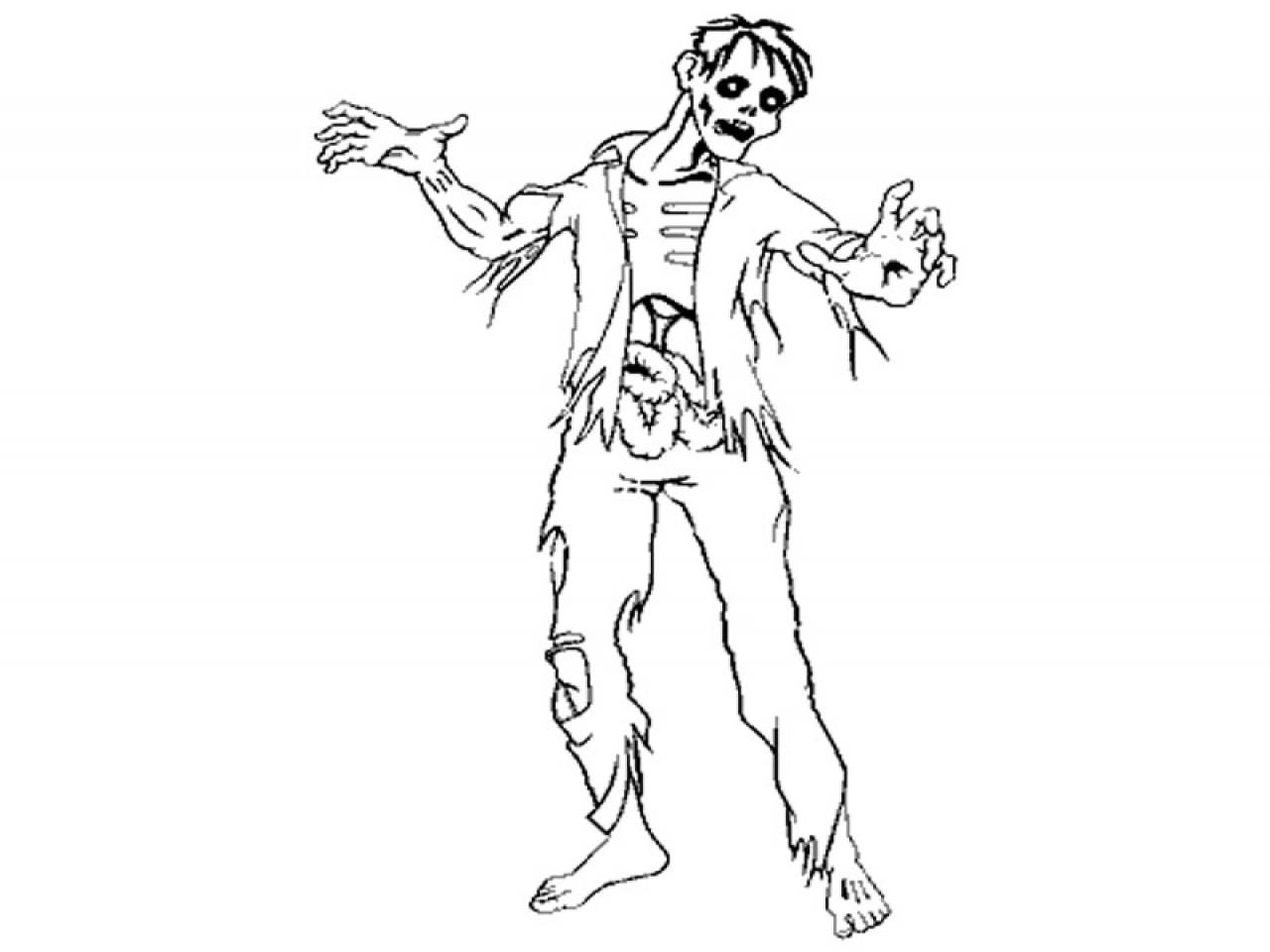 1280x960 Zombie Coloring Sheets Pages