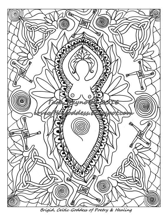 570x733 Coloring Pages For Adults, Imbolc Sabbat Coloring Page, Goddess