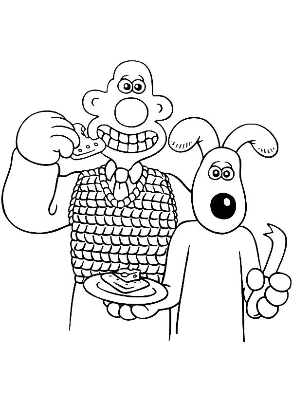 600x826 Wallace And Gromit Eat Slice Of Cake Coloring Pages Best Place