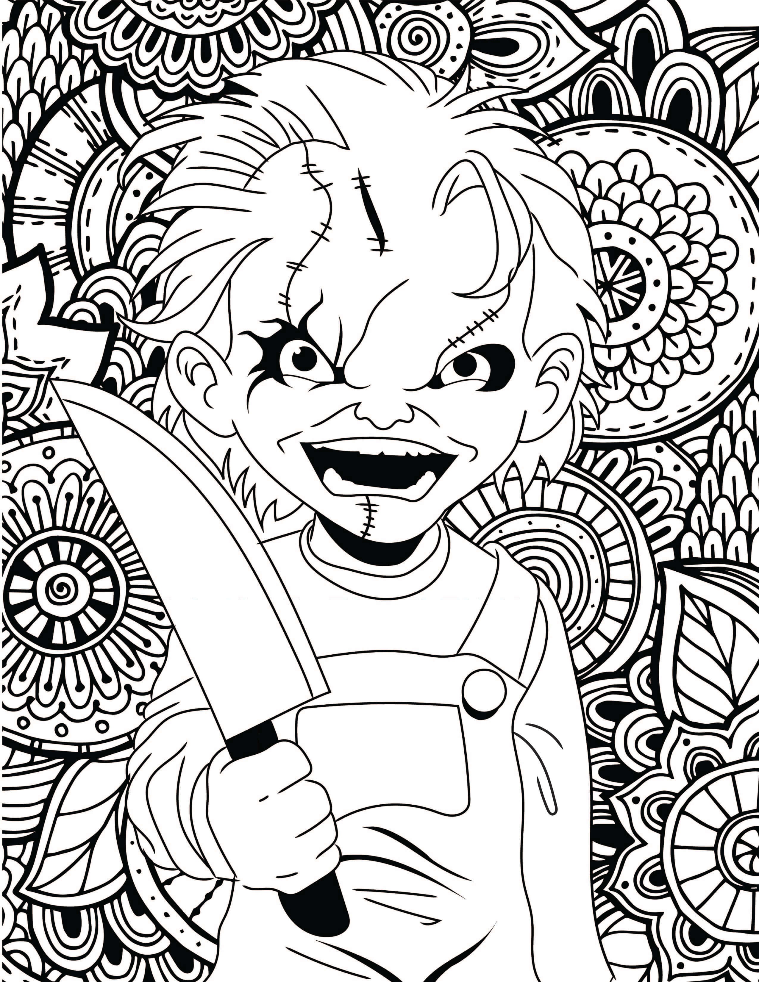 2550x3300 Awesome Horror Coloring Pages With Wallpaper Widescreen Free