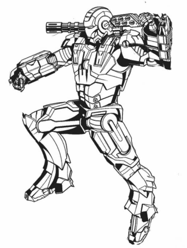 600x795 War Machine In Action In Iron Man Coloring Page