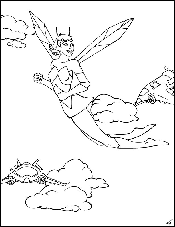 613x796 Wasp Coloring Book Page