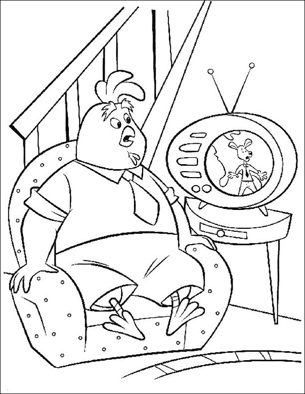 612x792 Father Chicken Little Watching Tv Coloring Page