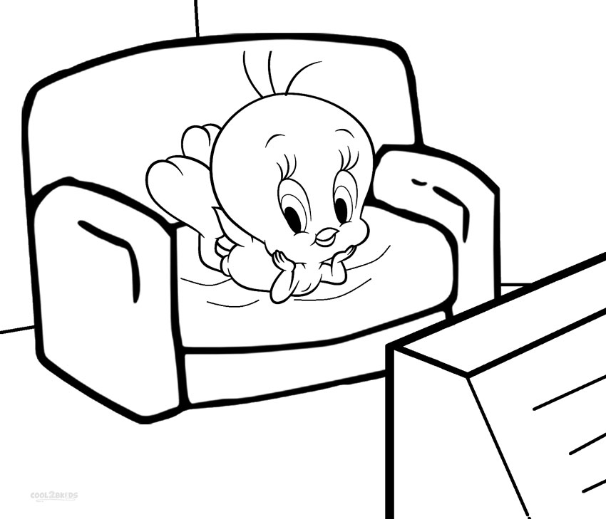 850x729 Printable Watching Television Tweety Bird Coloring Pages For Kids