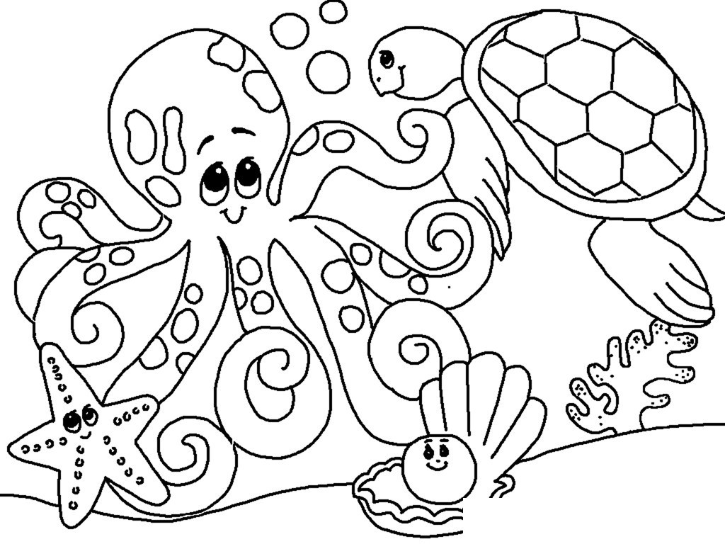 1024x768 Happy Printable Pictures Of Ocean Animals Sea Coloring Pages