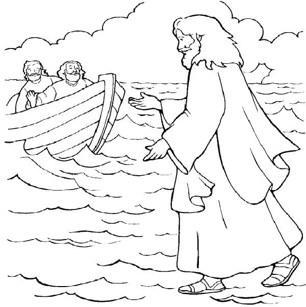 600x601 Water Coloring Page Coloring Pages For Peter Walks On Water