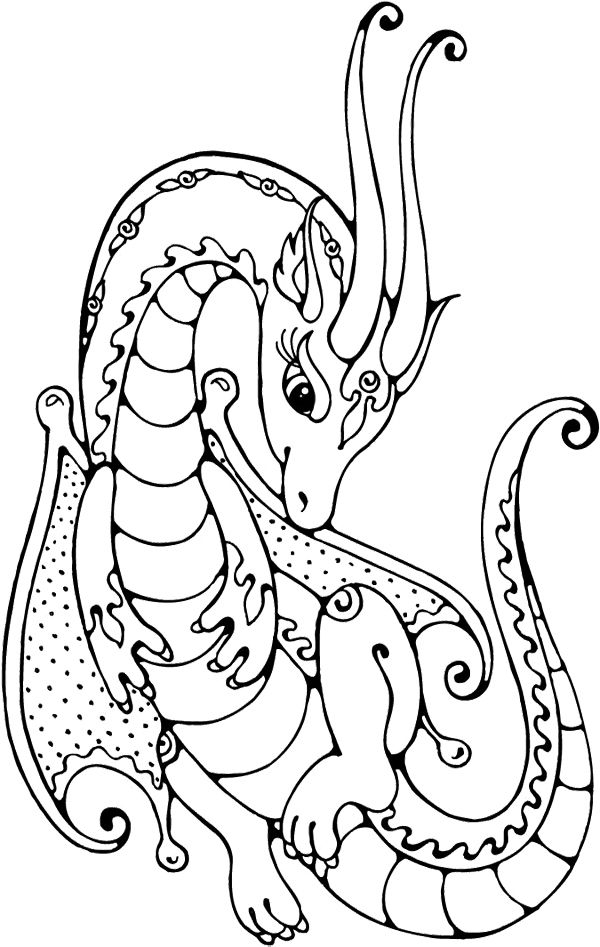 600x947 Water Dragon Coloring Page