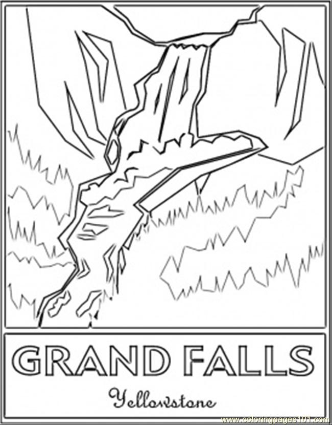 650x830 Grand Falls Yellowstones Coloring Page