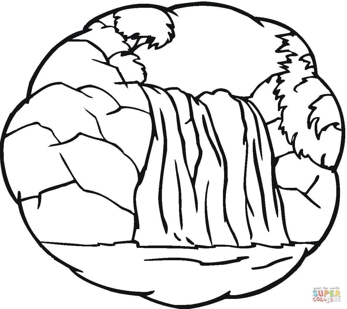 1200x1071 Little Waterfall Coloring Page Free Printable Pages Simple