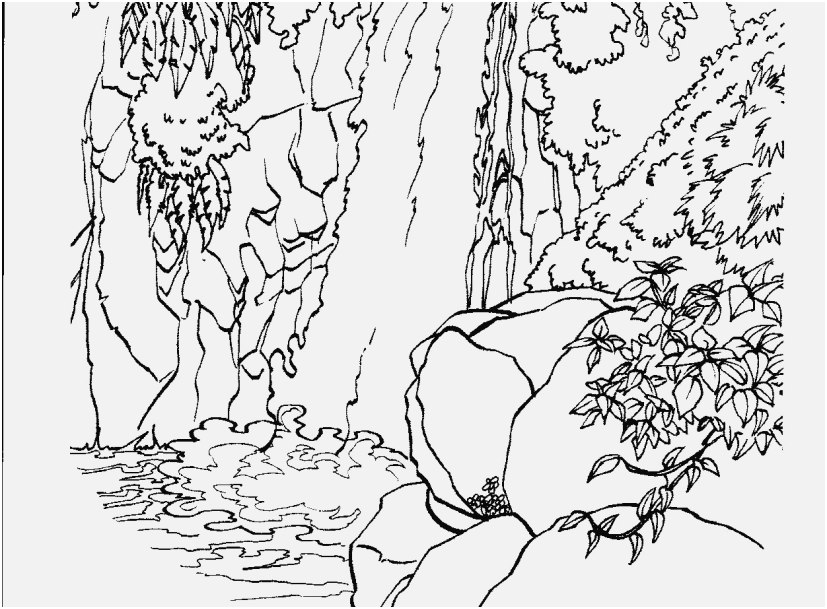 827x609 Nature Coloring Pages For Adults Pic Waterfall Nature Printable