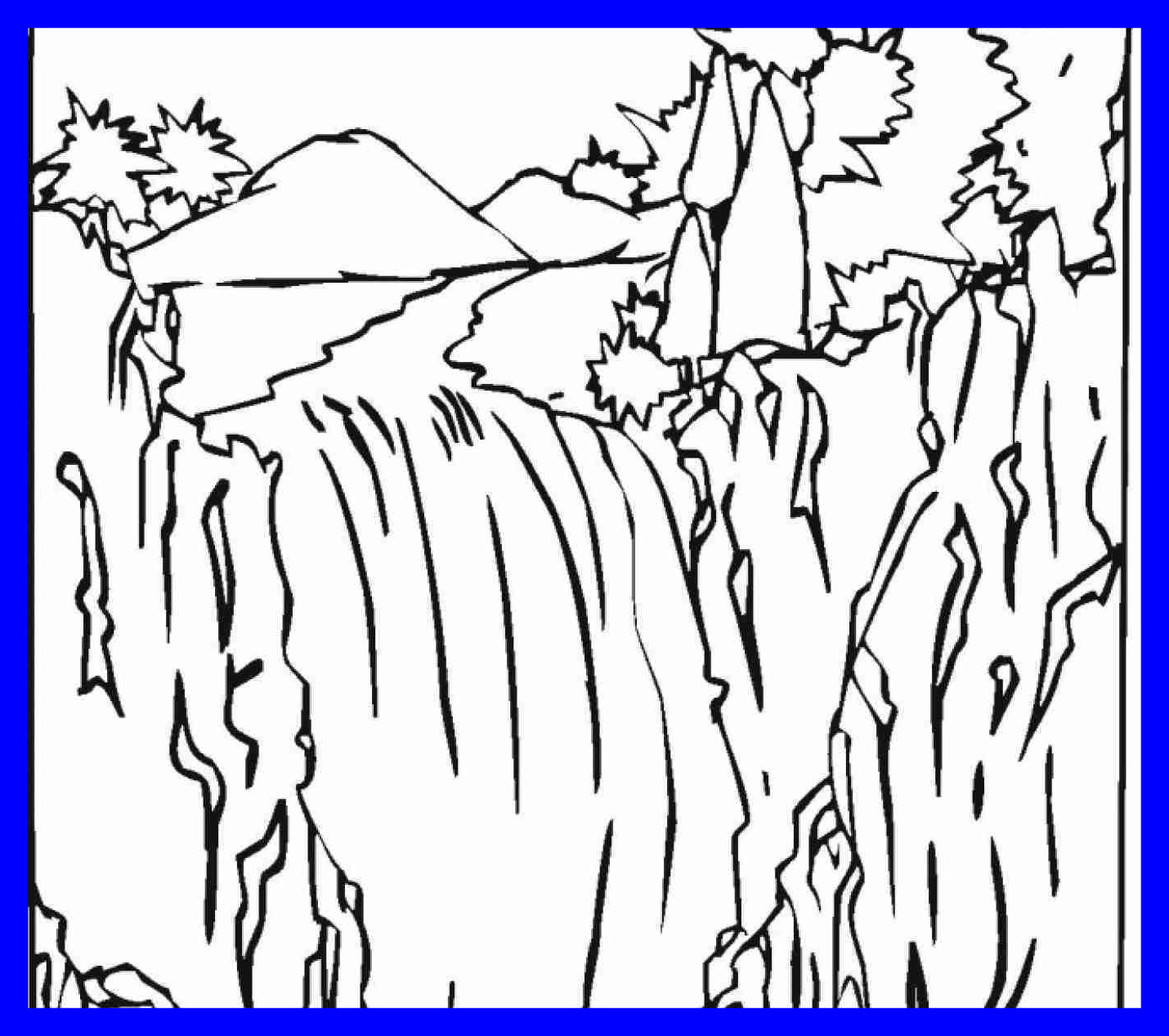1430x1268 Shocking Waterfall Coloring Page In Nature Adult And Pics