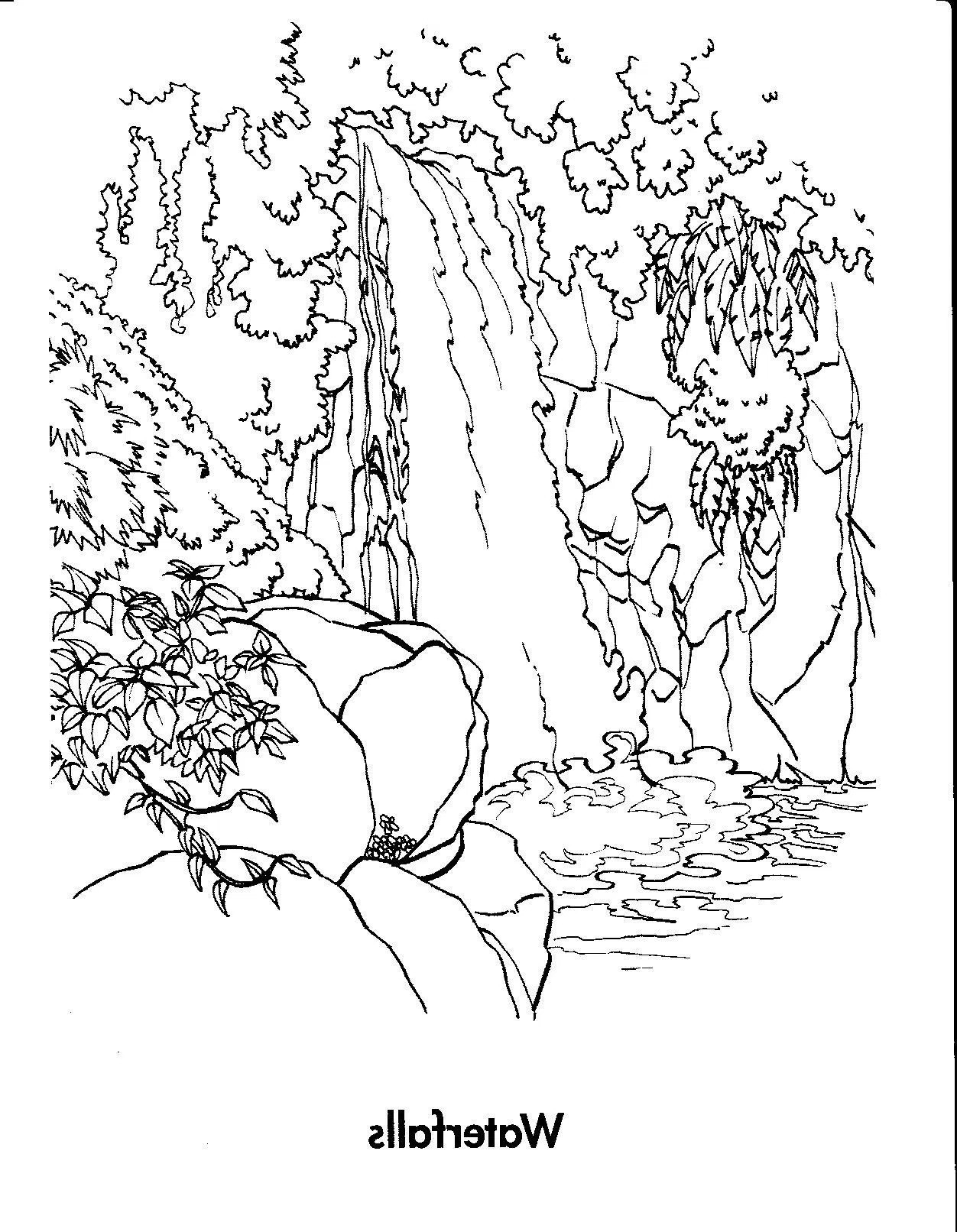 1252x1612 Waterfall Coloring Pages