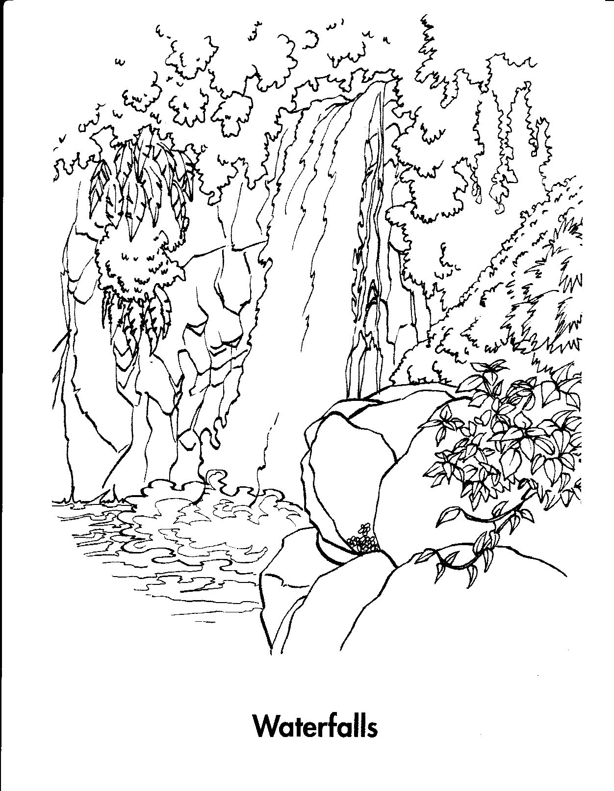 1252x1612 Waterfall Nature Printable Coloring Pages With Coloring Page