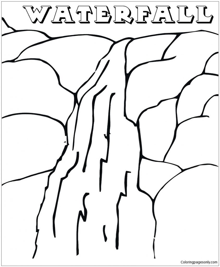 844x1024 Waterfall Coloring Pages To Download And Beautiful In Nature Adult