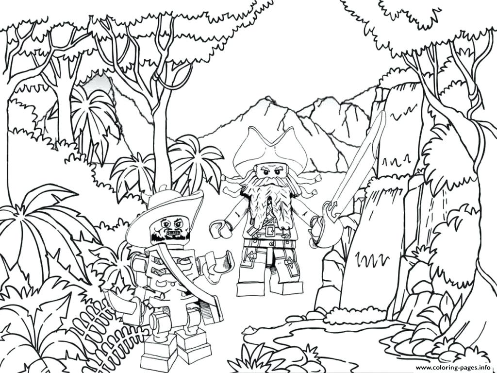 1024x768 Cartoon Pencil And In Color Rainforest Waterfalls Coloring Page