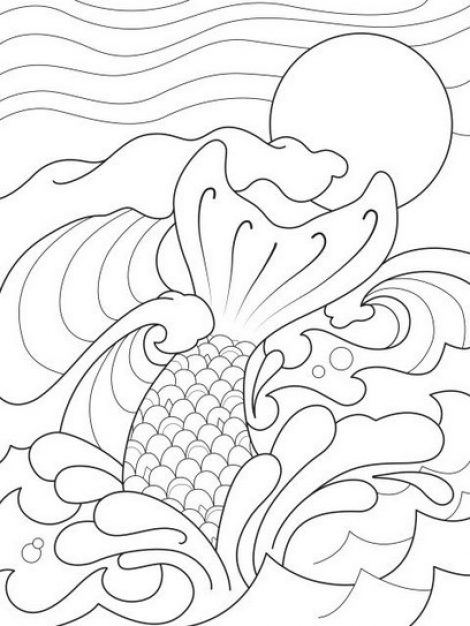 470x626 Mermaid Tail Splashing In The Waves Coloring Page Mermaid