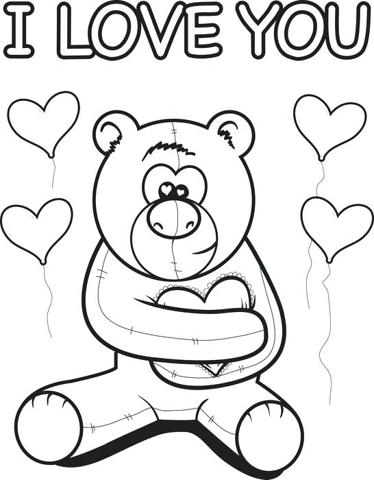546x700 I Love You Coloring Pages I Love You Teddy Bear Coloring Page Free