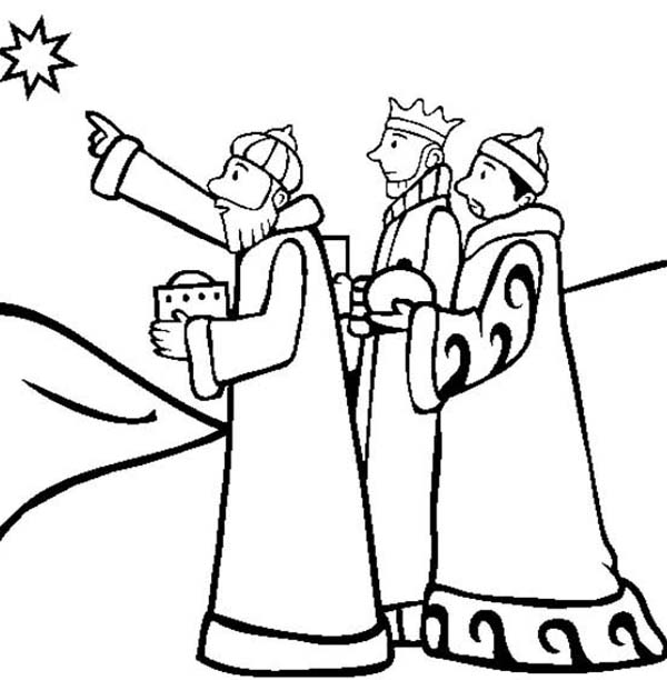 600x612 Three Kings Following Star Of Bethlehem Coloring Pages Batch