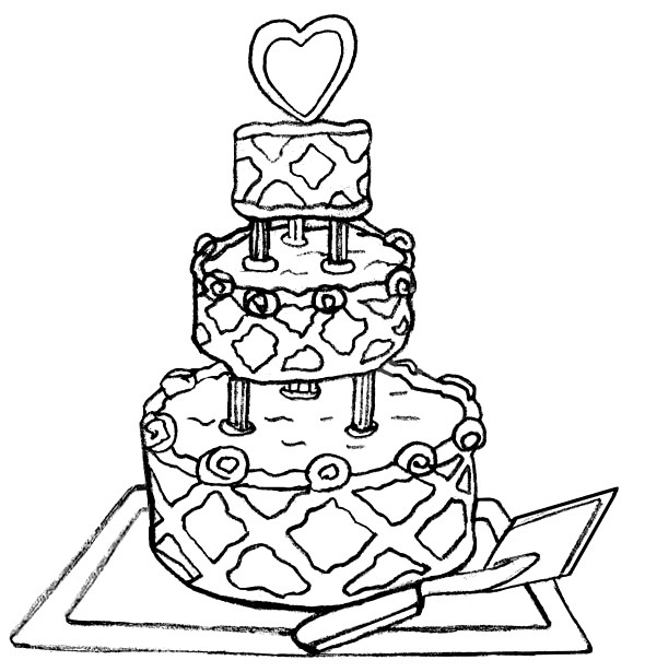 590x615 Coloring Book Wedding Cake