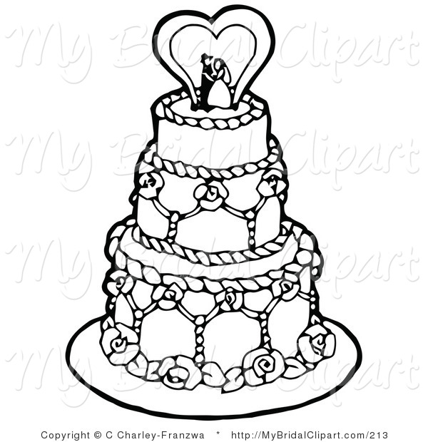 600x620 Bridal Clipart Of A Coloring Page Of A Black And White Tiered