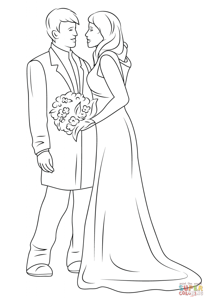 706x1024 Happy Wedding Couple Coloring Page Download And Printable
