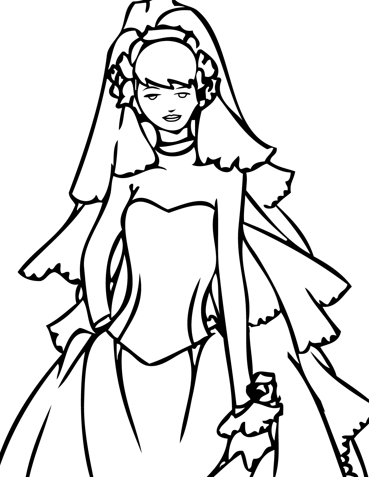 1275x1650 Wedding Dress Coloring Page