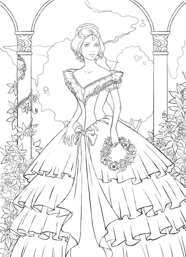 640x880 Vintage Ball Gown Wedding Dress Coloring Pages Coloring Pages