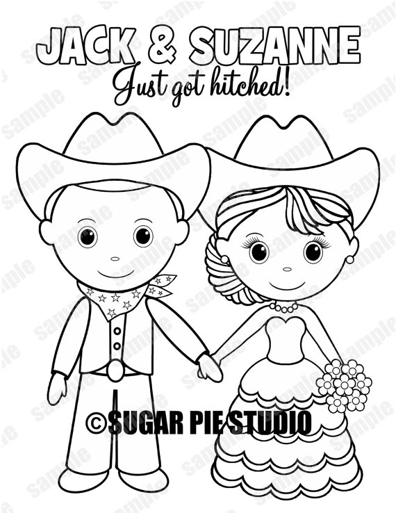 570x738 Western Country Cowboy Wedding Coloring Activity Book
