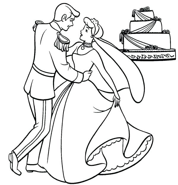 600x622 Cinderella Coloring Pages Free And Prince Charming Dance Their