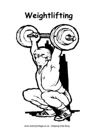 320x452 Weightlifting Colouring Page