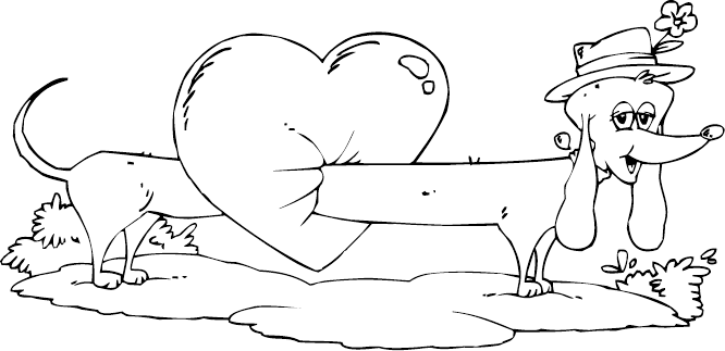 666x323 Dachshund Thru Heart Coloring Page
