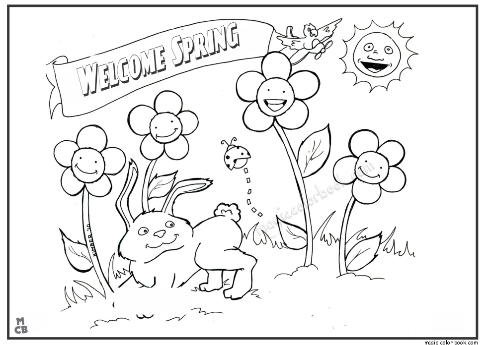 980x696 Welcome Spring Coloring Pages