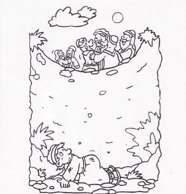 606x634 Joseph And The Well Coloring Page Sketch Coloring Page Kids