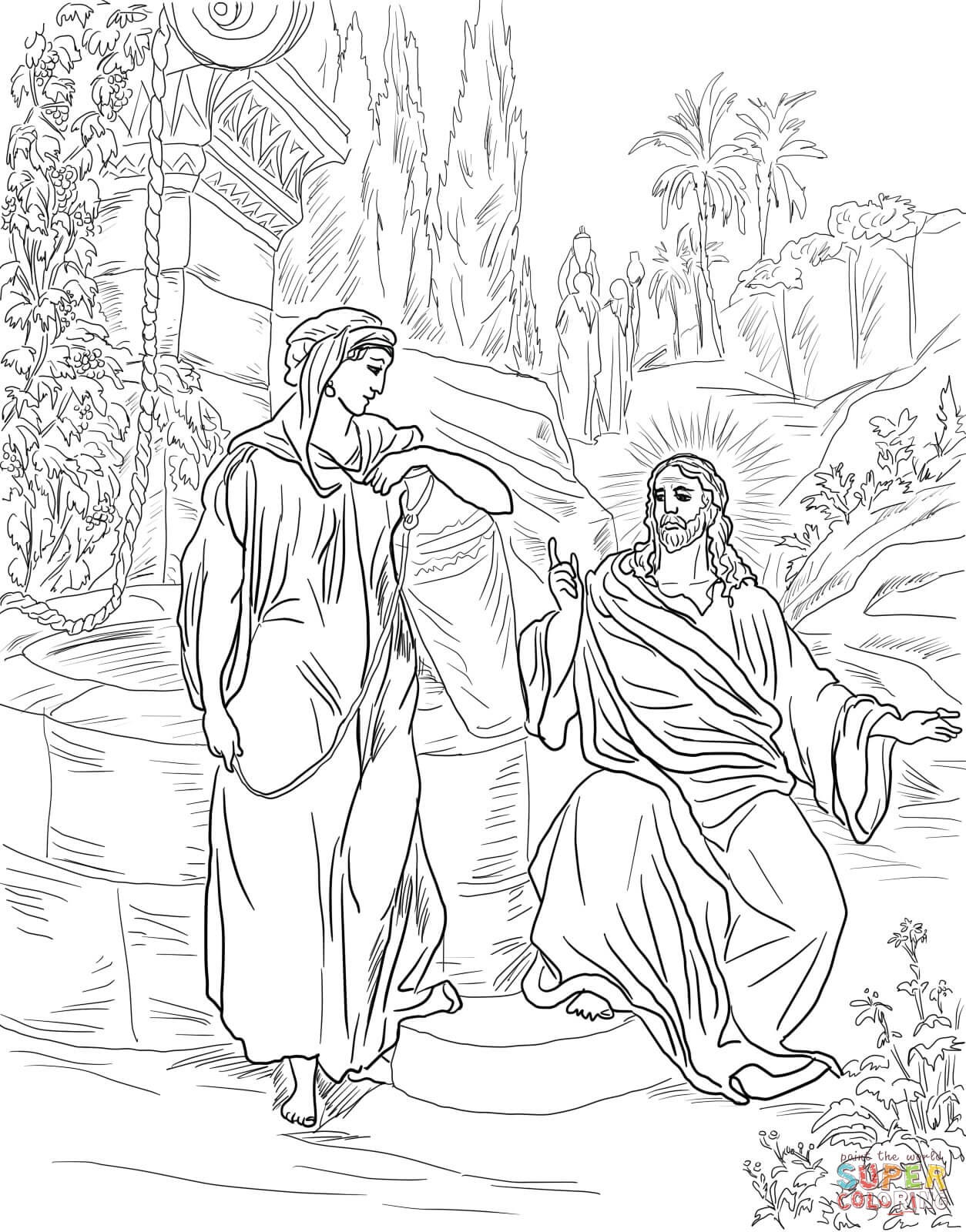 1254x1600 Printable Coloring Pages Woman At Well Copy Jesus