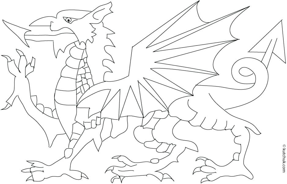 938x602 Welsh Dragon Flag Colouring Page Coloring Pages
