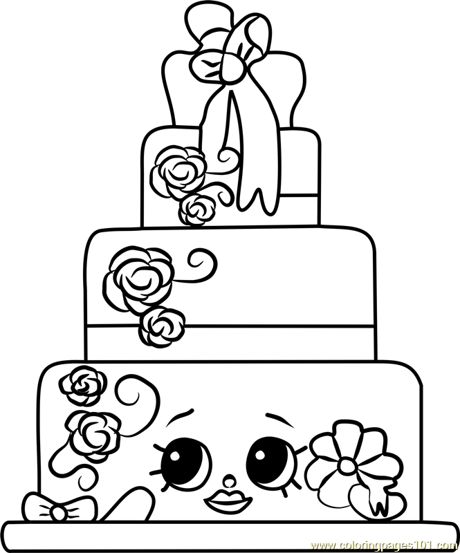 665x800 Wendy Wedding Cake Shopkins Coloring Page