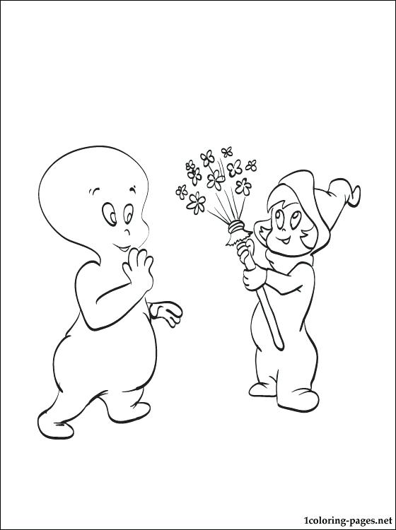 560x750 Casper Coloring Pages Good Ghost With Little Girl Coloring Page