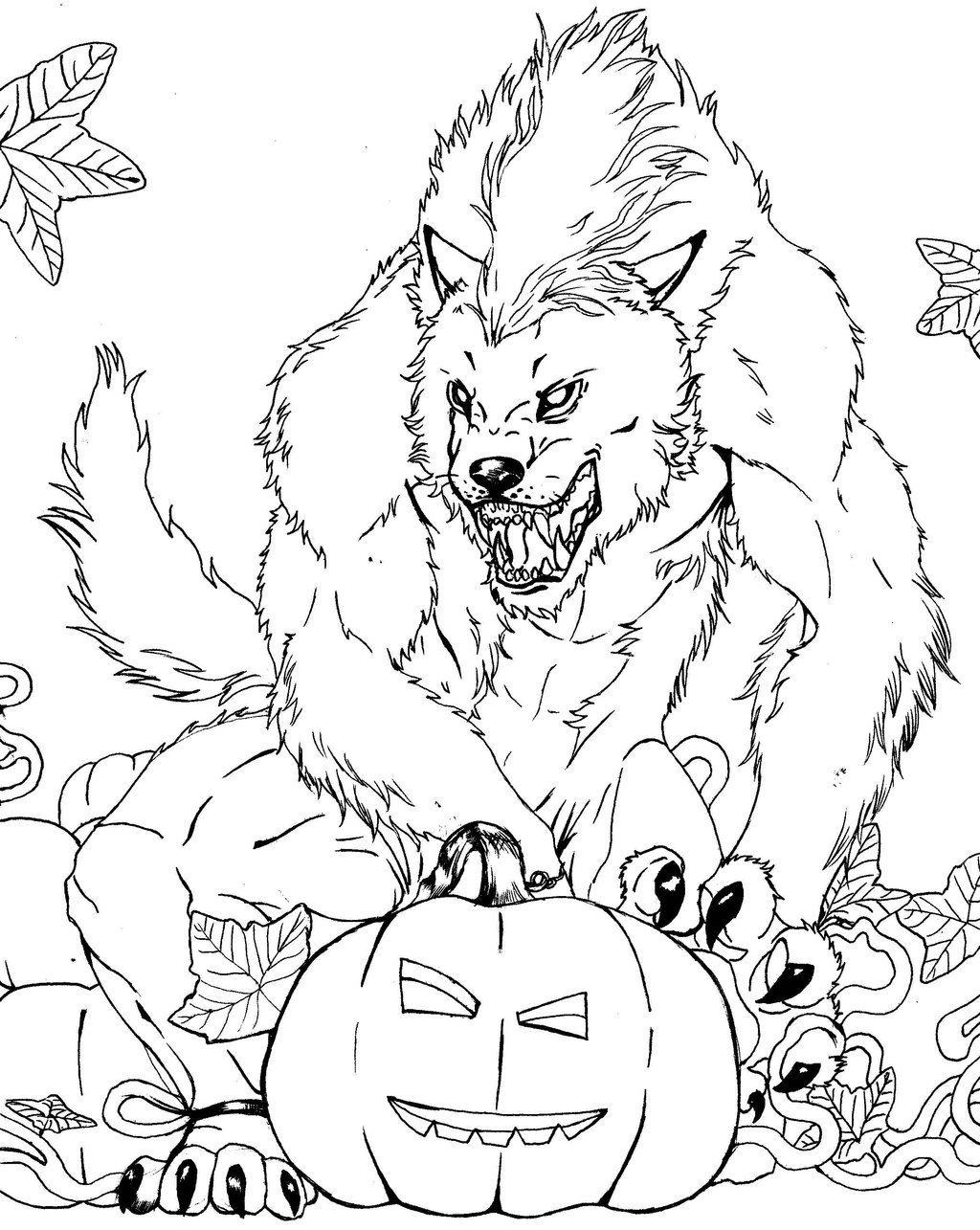 1024x1285 Free Werewolf Coloring Page Lineart Classic Movie Monsters