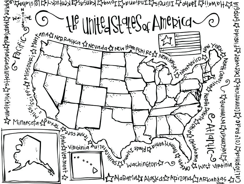 845x637 United States Coloring Page Perfect United States Map Coloring