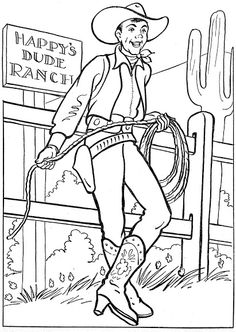 236x332 Horse Coloring Page Of Cowboy Adjusting Saddle