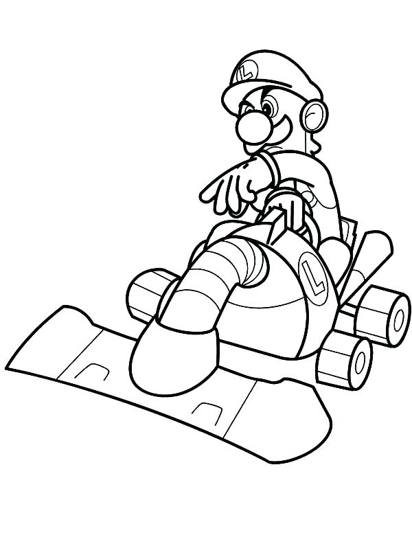 600x776 Mario Kart Coloring Pages Mario Coloringstar Mario Kart Luigi