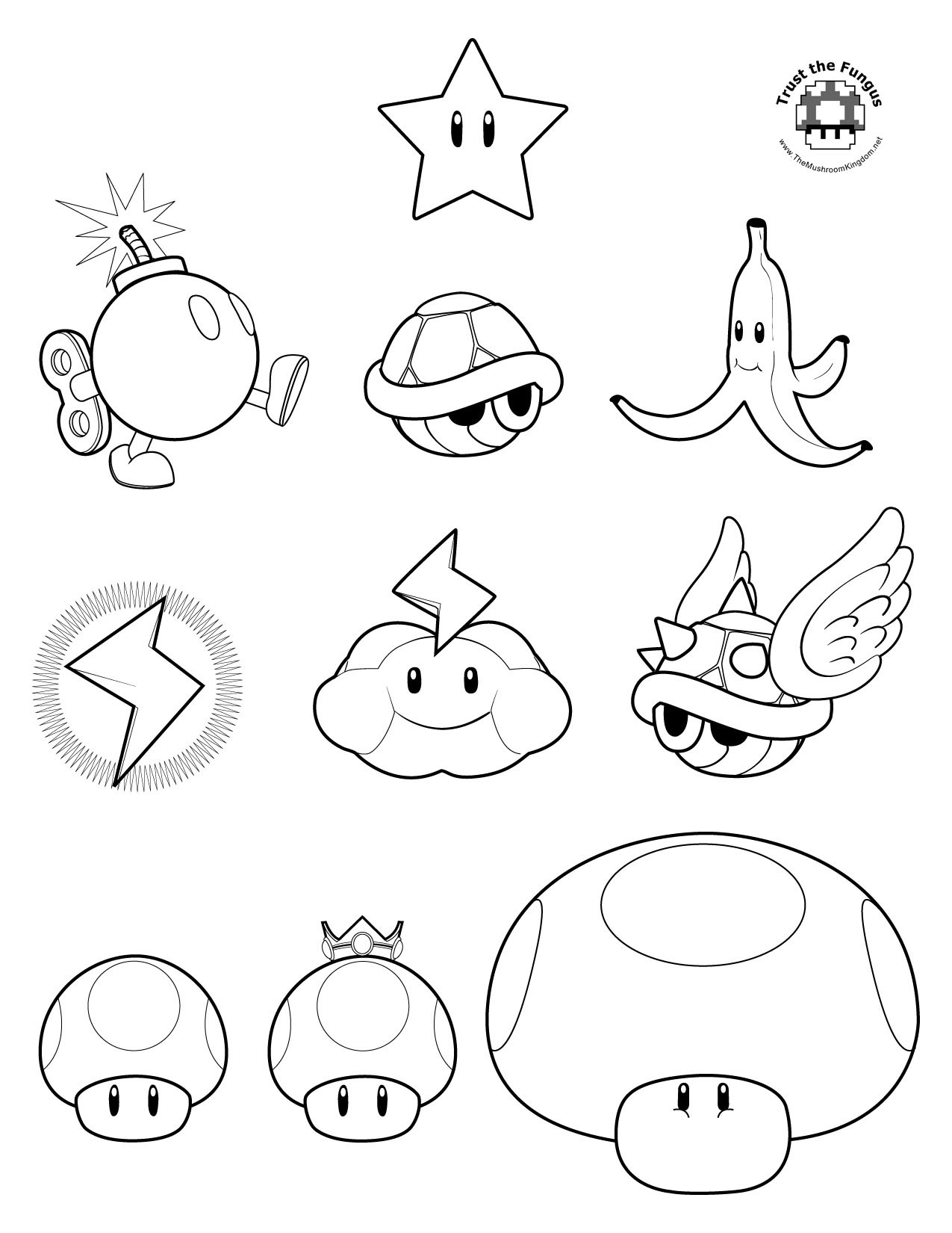 1275x1650 Mkwiicp Items Mario Kart Wii Coloring Pages