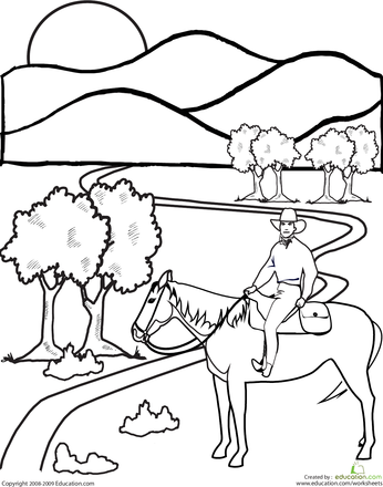 346x440 Project Ideas Wild West Coloring Pages For Kids With The Cowboy