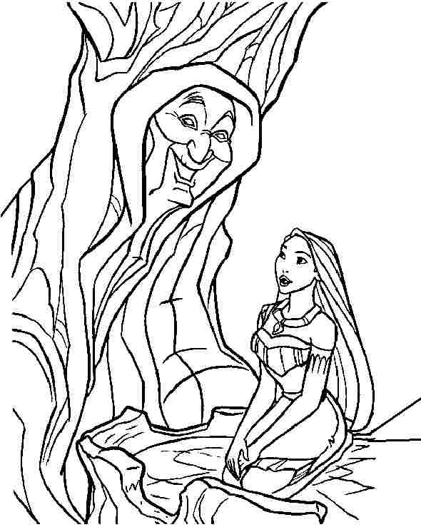 590x739 Pocahontas Coloring Pages With Grandmother Willow Tree
