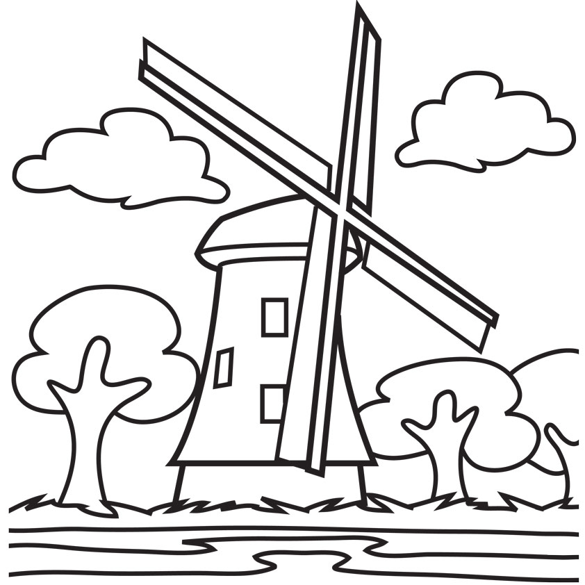 842x842 Nice And Beautiful Wind Mill Coloring Pages