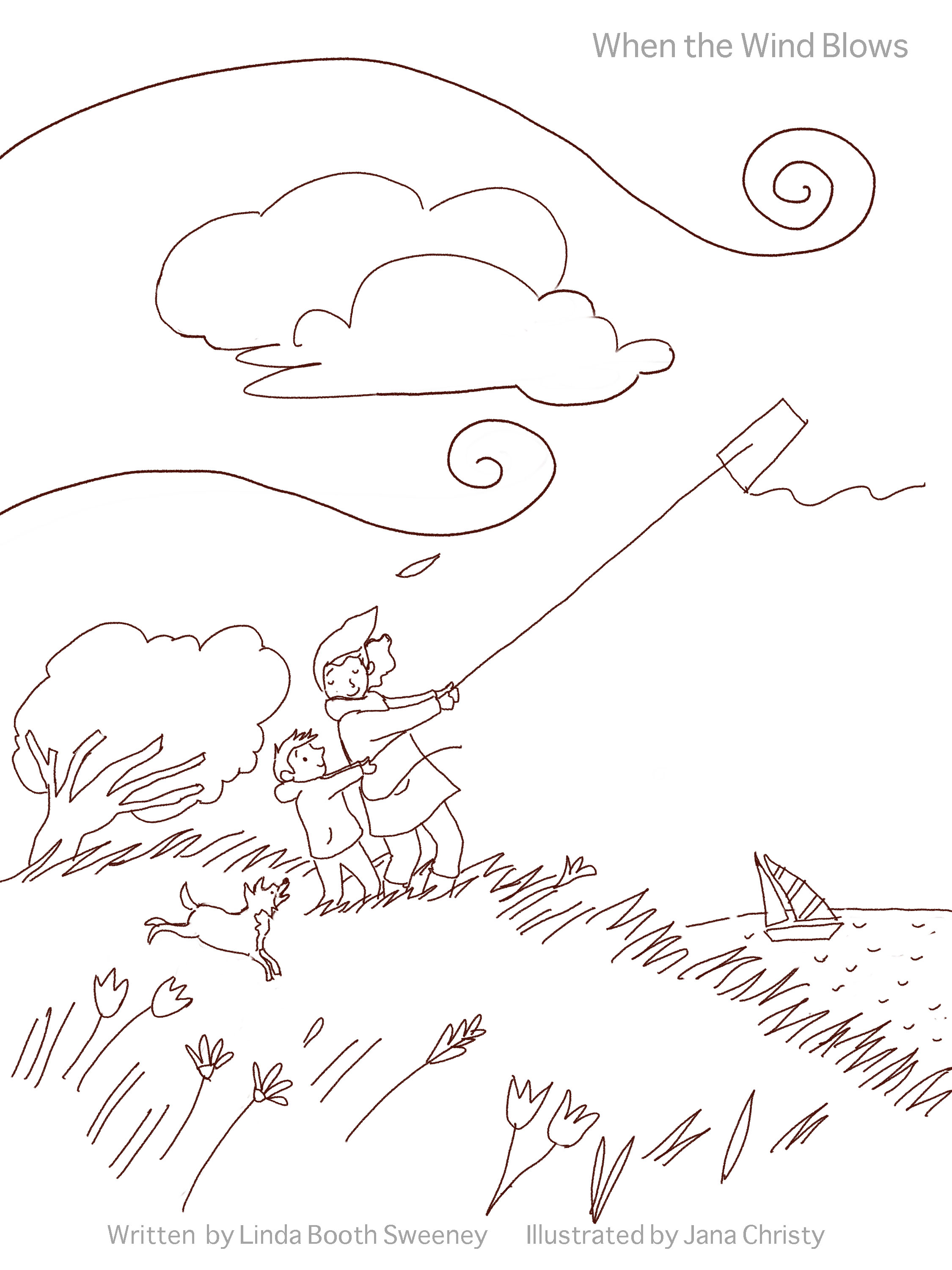 2250x3000 Wind Coloring Grannie And Kite Within