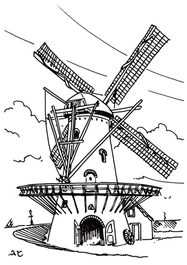 600x848 Awesome Picture Of Windmills With Barn Coloring Pages Batch Coloring
