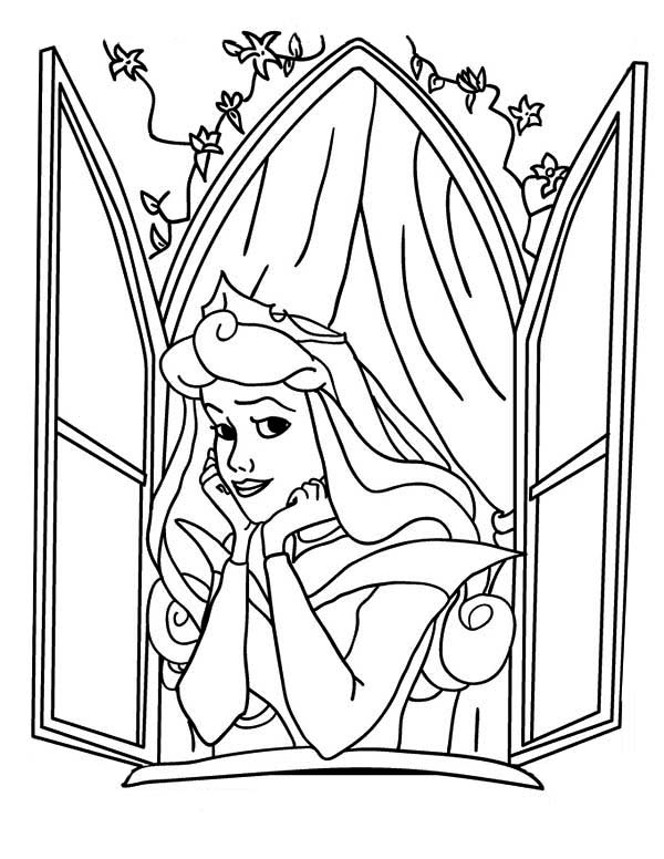 600x776 Disney Princess Aurora Open Her Window In Sleeping Beauty Coloring