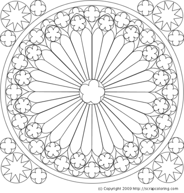 380x399 Rose Window Coloring Page