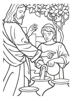 236x330 Miracles Of Jesus Is Turn Water Into Wine Coloring Page Church